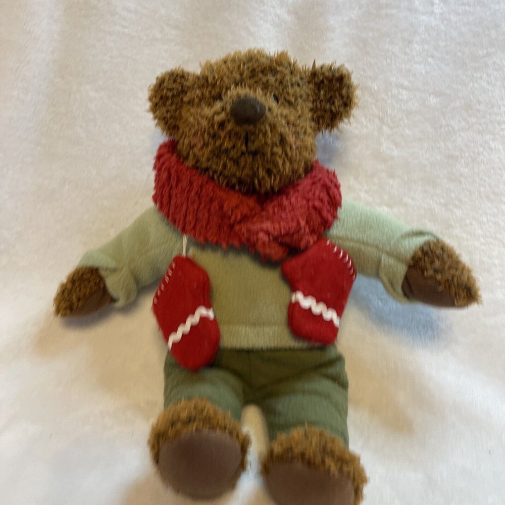 Hallmark Teddy Bear Green Outfit Red Mittens Scarf 12" Plush‎